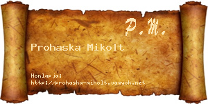 Prohaska Mikolt névjegykártya